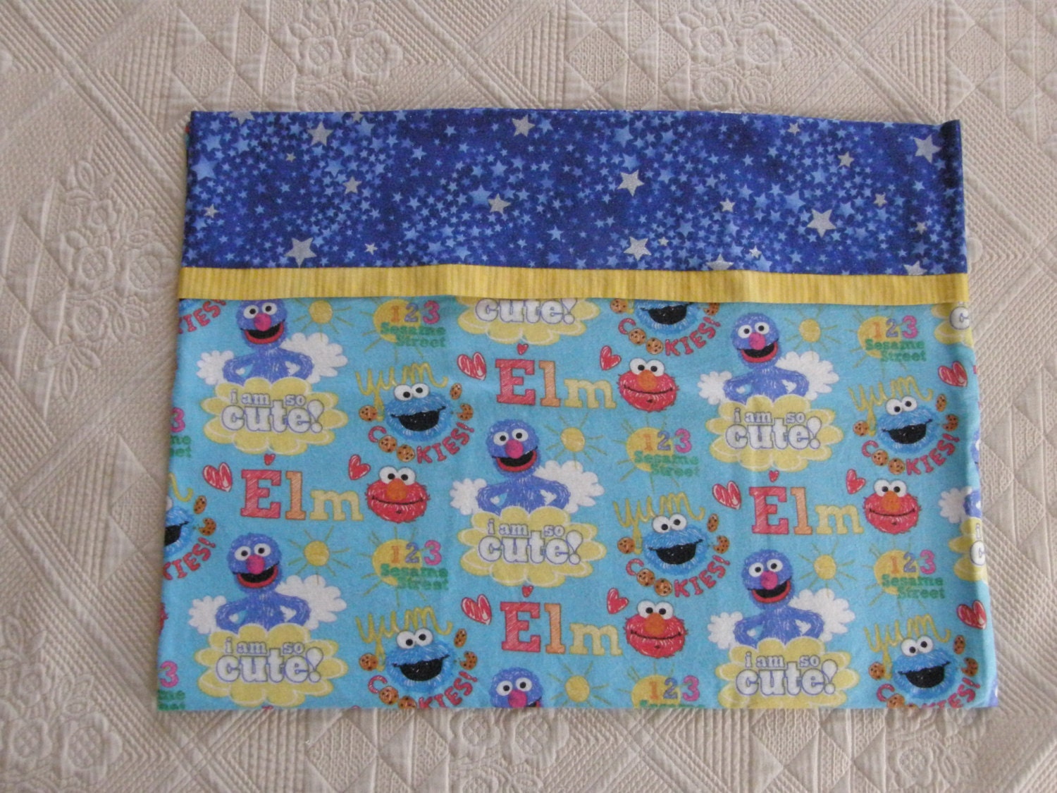 Blue Sesame Street Flannel Pillowcase by BlessedBlankies ...