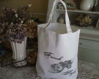 Reusable grocery bag, gift bag, canvas tote, cotton tote, gym bag, commuter bag,