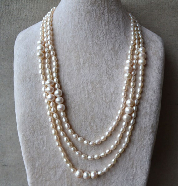 Items similar to pearl jewelry,pearl necklace 71 inches -6-10.5mm ...