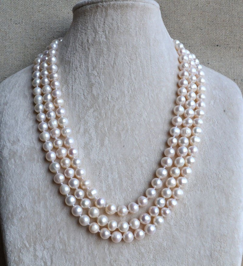 long pearl necklace61 inches 8-9mm freshwater White Pearl