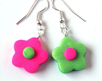 Switched colors flower-shaped earrings. Clearance Sale