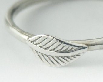 Leaf Ring, Stackable Sterling Silver Magnolia Leaf Ring, Magnolia Leaf Ring Silver, Stack Leaf Ring, Silver Stack Ring, Magnolia Jewelry
