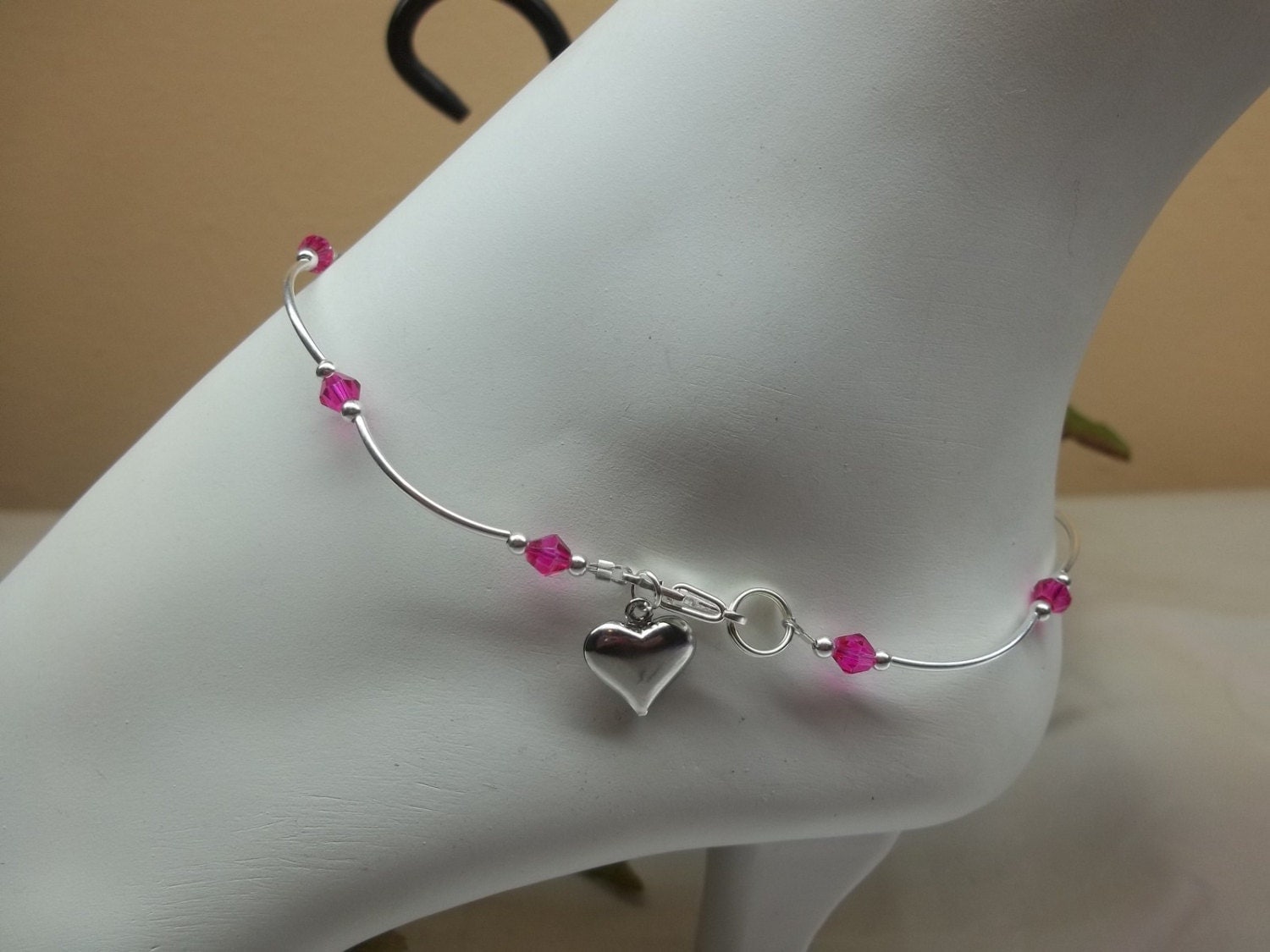 Girls Anklet Hot Pink Ankle Bracelet Hot Pink Anklet Fuschia