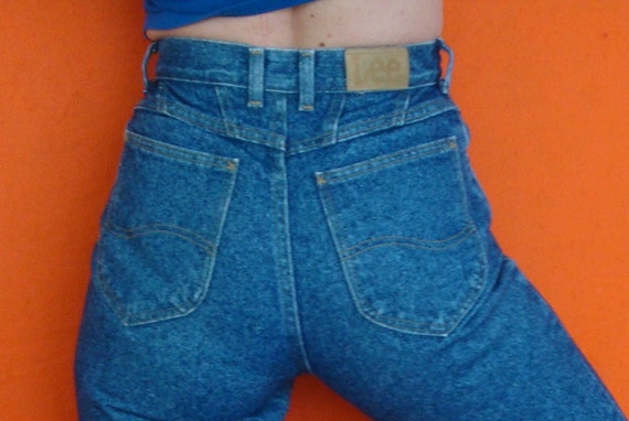 Vintage High Waisted LEE Jeans 80s Peg Leg Tapered Fit Long