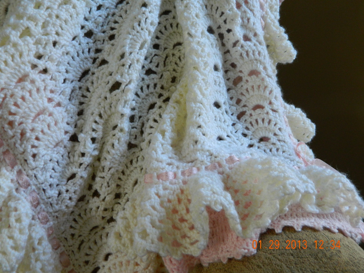 Crochet baby blanket,full double ruffles and frills,you choose colors