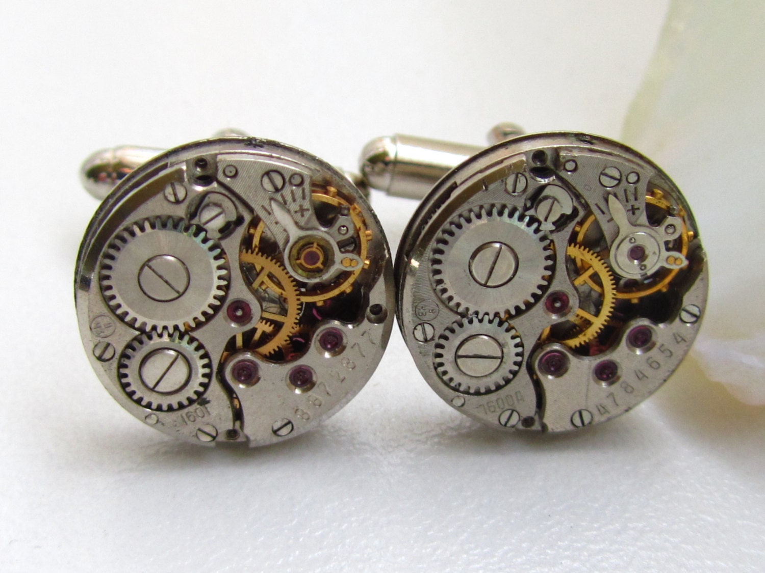 Steampunk Cufflinks with the smallest round vintage by Timewatch