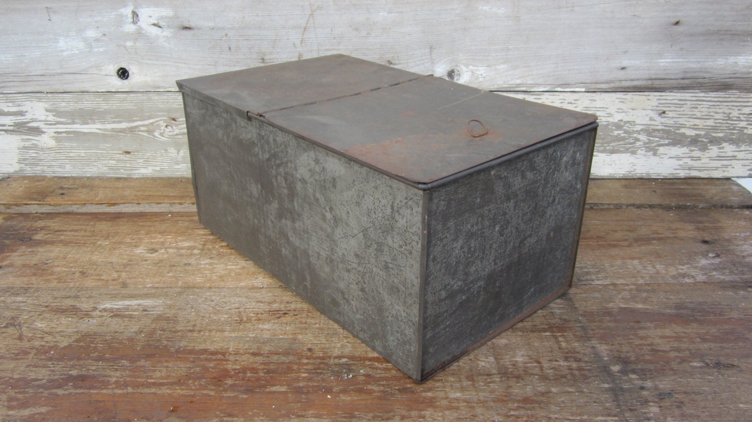 Antique Metal Bin Storage Dry Goods or Possibly Bakery Bin