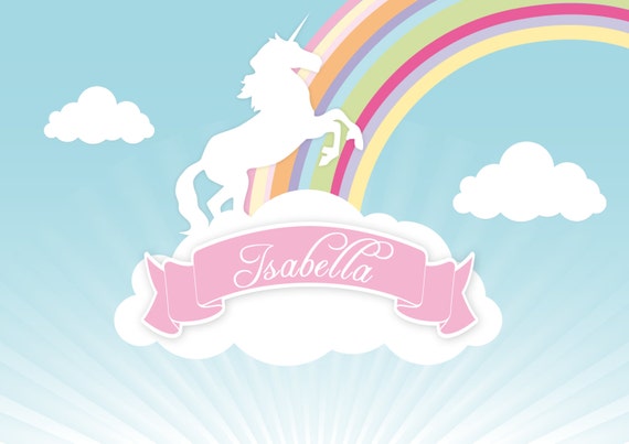 rainbow unicorn backdrop printable artwork personalized for your