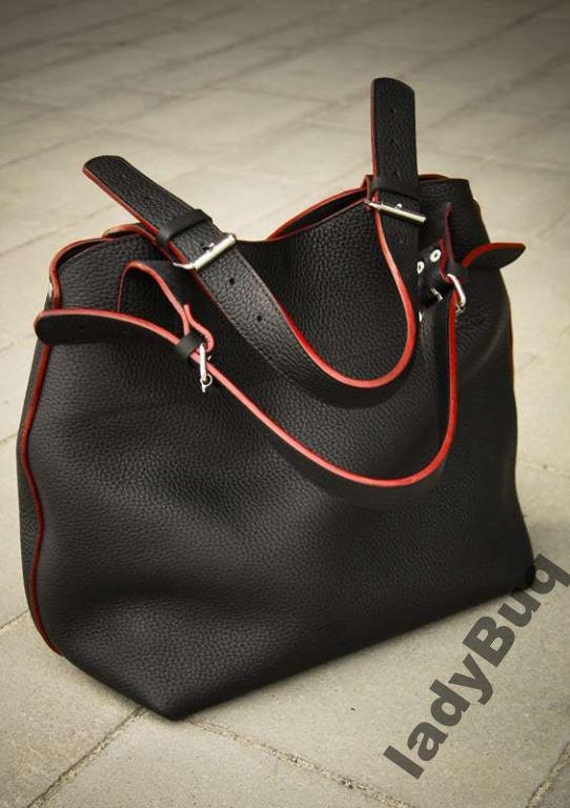 oversized leather tote bag with zipper