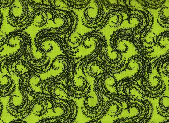 Lime Green Fabric Floral Fabric Green Fabric by thebusybeequilting