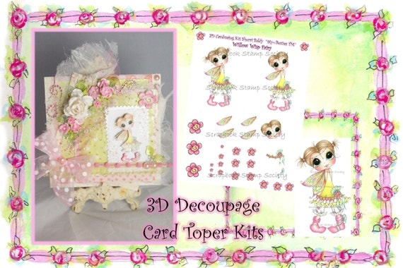 INSTANT DOWNLOAD Digital Digi Stamps Willow Wisp Fairy 3D Decoupage kit Besties Big Head Dolls Digi By Sherri Baldy