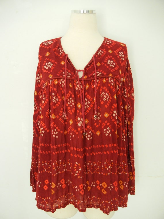 Vintage Hippie India Gauze Blouse Top by by papersunvintage
