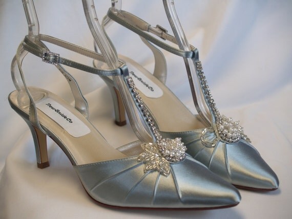Wedding Silver Shoes Heels enhanced with pearls and by NewBrideCo