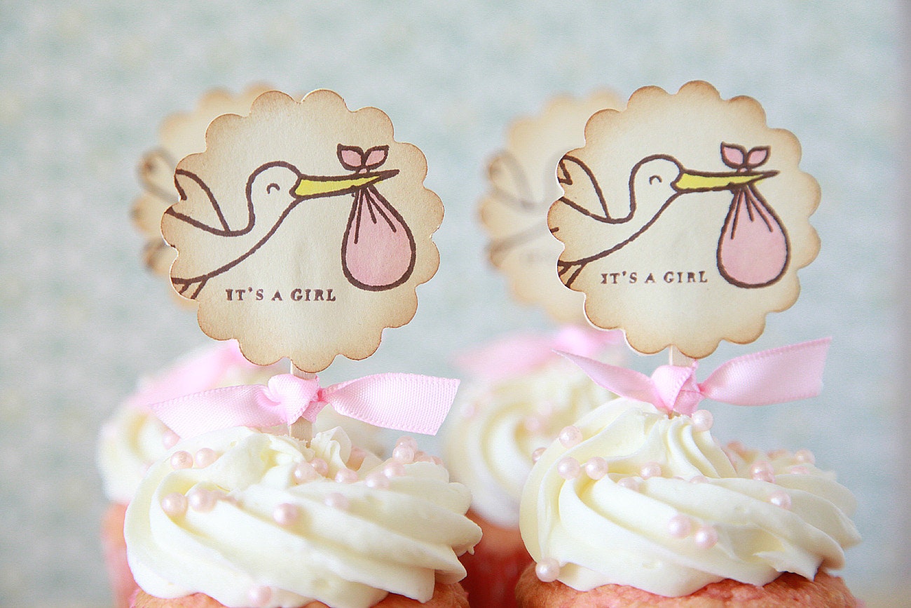 Welcome vintage cupcake toppers  back baby boy