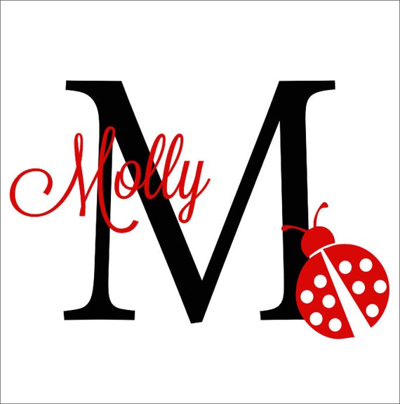 Items similar to Monogram Name with Ladybug Vinyl Wall 