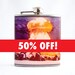 Retro Nuclear Explosion Flask - Atom Bomb, 6 oz Stainless Steel Flask, Velour Bag Included