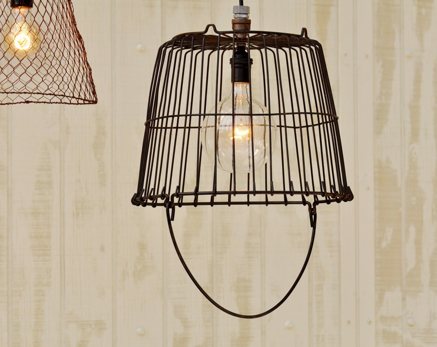 Metal Egg Basket Light Vintage Egg Basket Industrial Hanging
