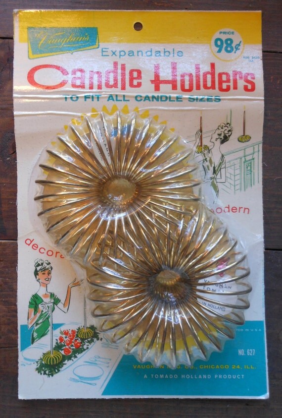 Rare Vintage Brass Wire Candle Holders in Original Package - Vaughan