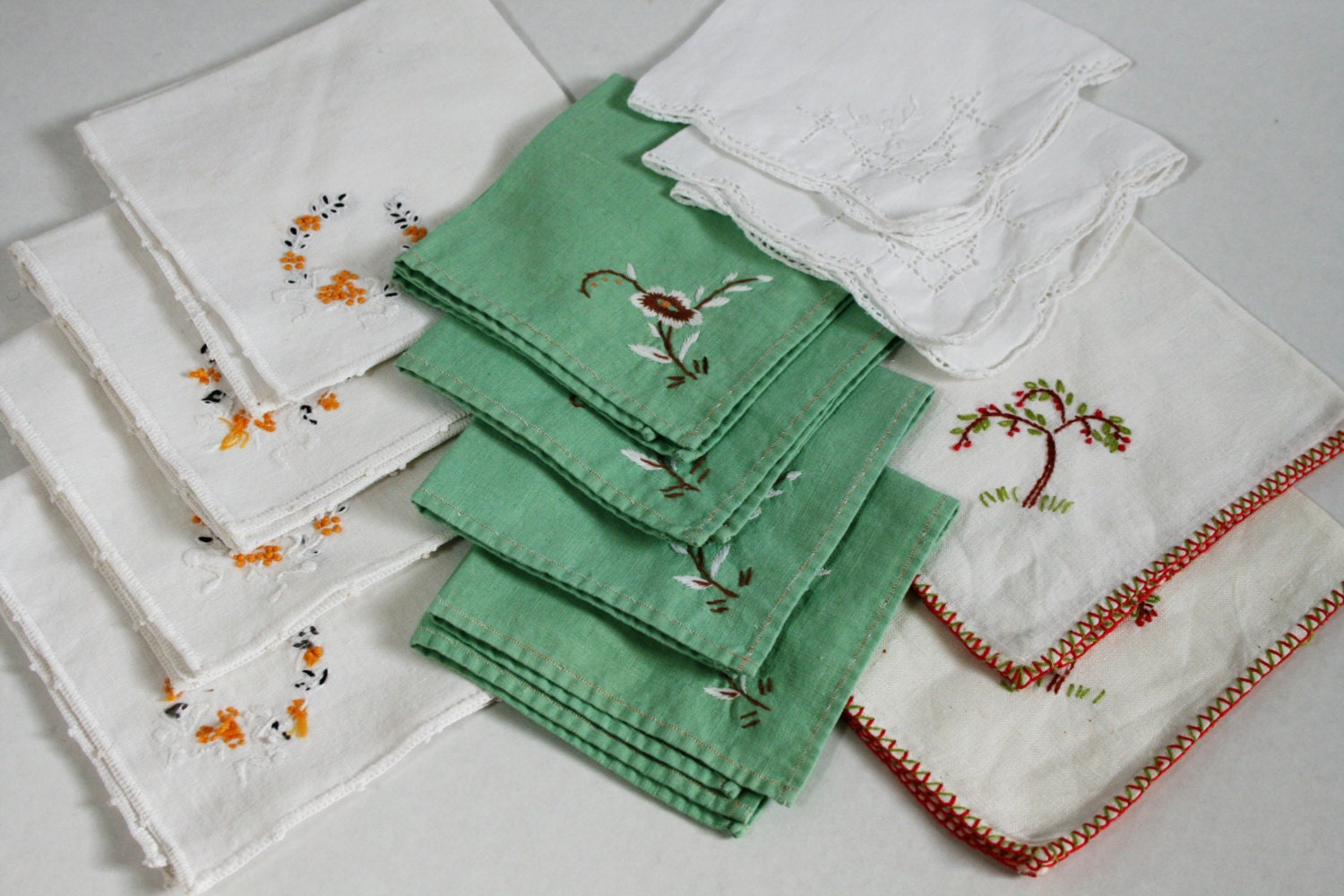Vintage Embroidered Napkins Lot of 12 by vintagefindsetcetera
