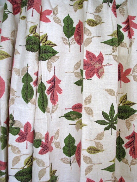 Pair Of Vintage 1950s Cafe Curtains Barkcloth By MolecularModern