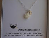 GRADUATION GIFT, Mother of Pearl Rose with Handstamped Initial Necklace, Carved Rose, Sterling Silver Initial Necklace, Personalized Gift,