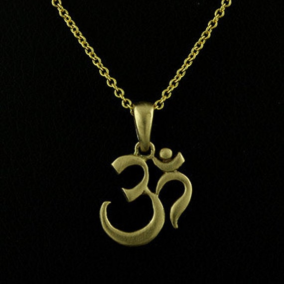 OM AUM Gold Necklace OM aum Charm Pendant Religious Symbol