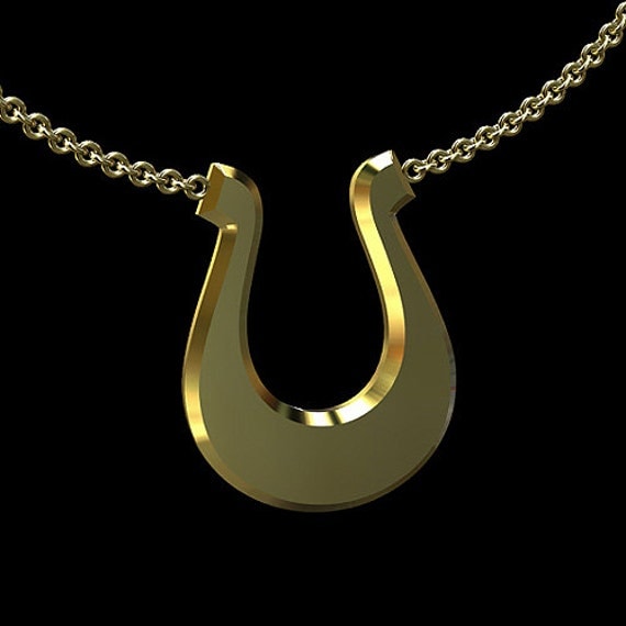 Horseshoe Necklace Lucky Horseshoe Pendant 14K Gold Good