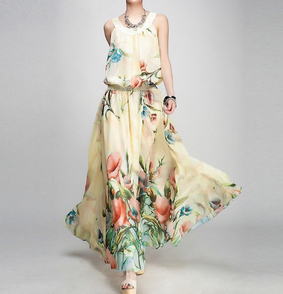 summer chiffon floral dress available on etsy