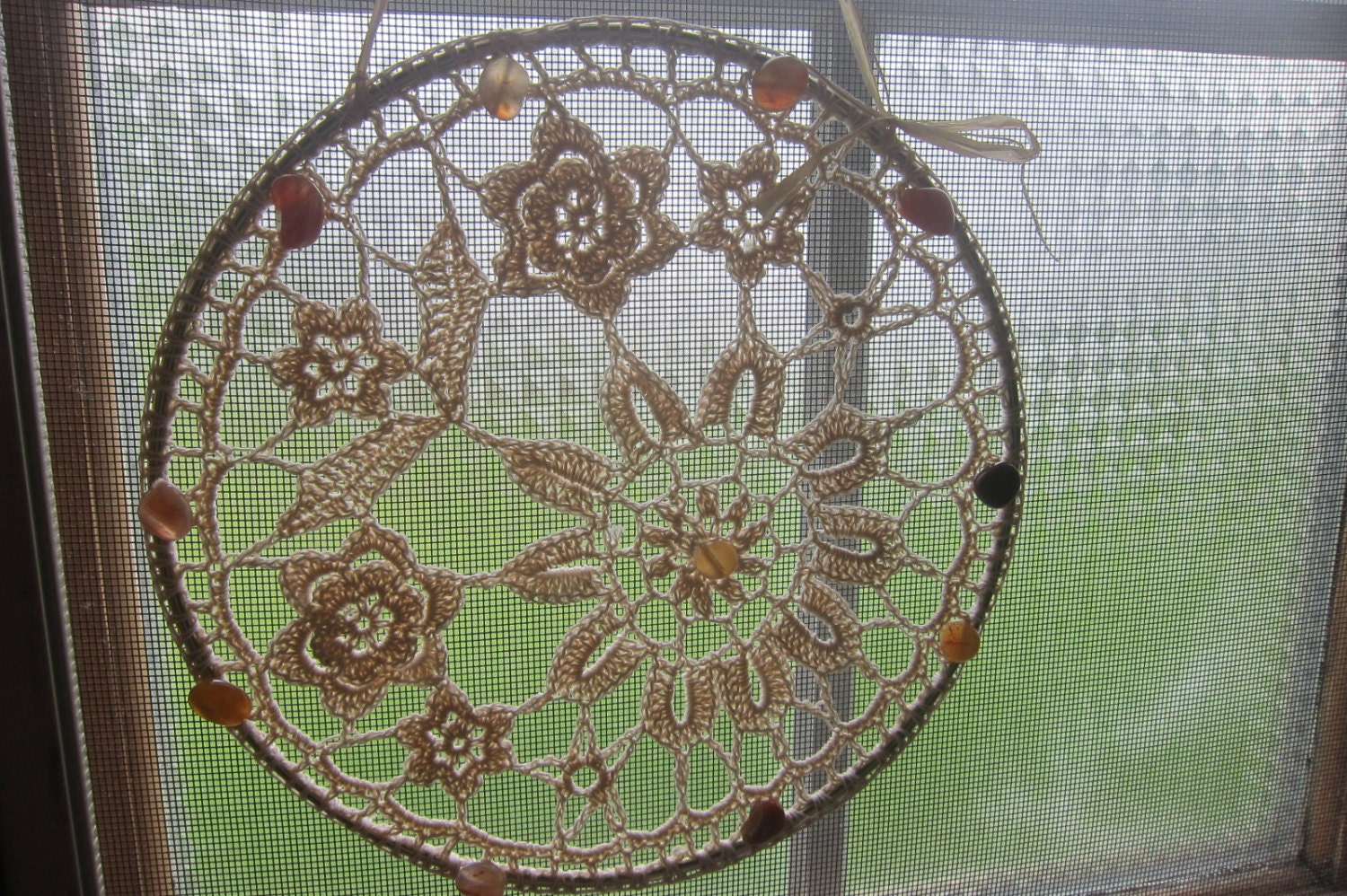 Crochet Suncatcher Hanging Crocheted Window by mladycollection