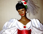 African American Angel in Red and White Black OOAK Doll Personalized Free Bible Inspiration