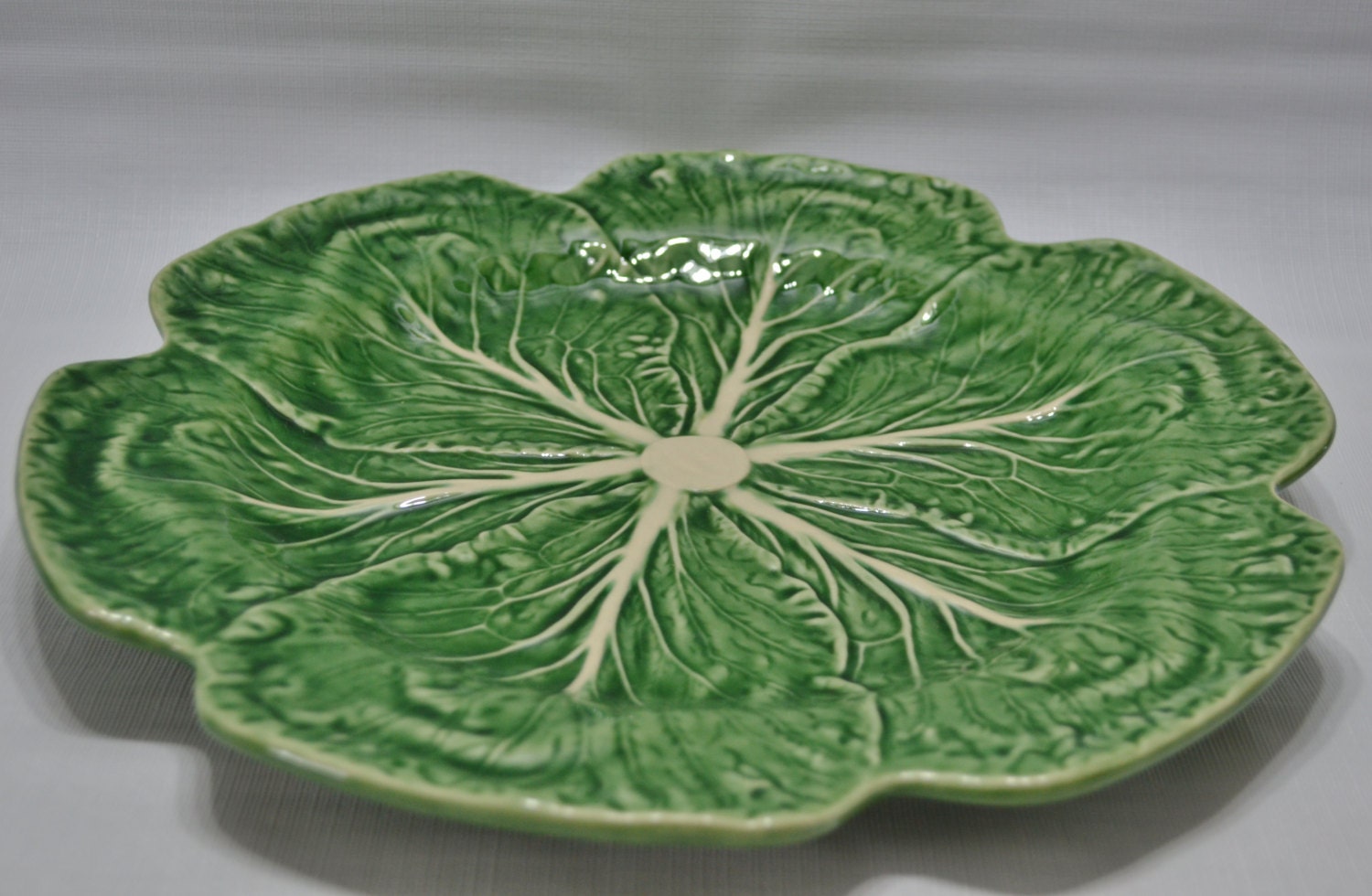 Vintage Bordallo Pinheiro Green Cabbage Chop Plate