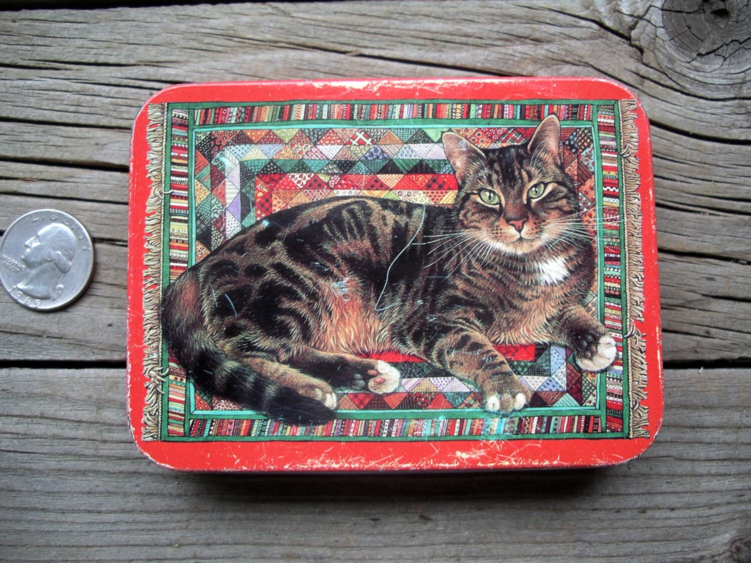Rough hunkydory Vintage Cat Tin Lesley Ann Ivory 1988