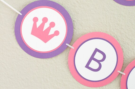 Princess Birthday Banner - Happy Birthday Girl Party Decoration - Pink and Purple Il_570xn