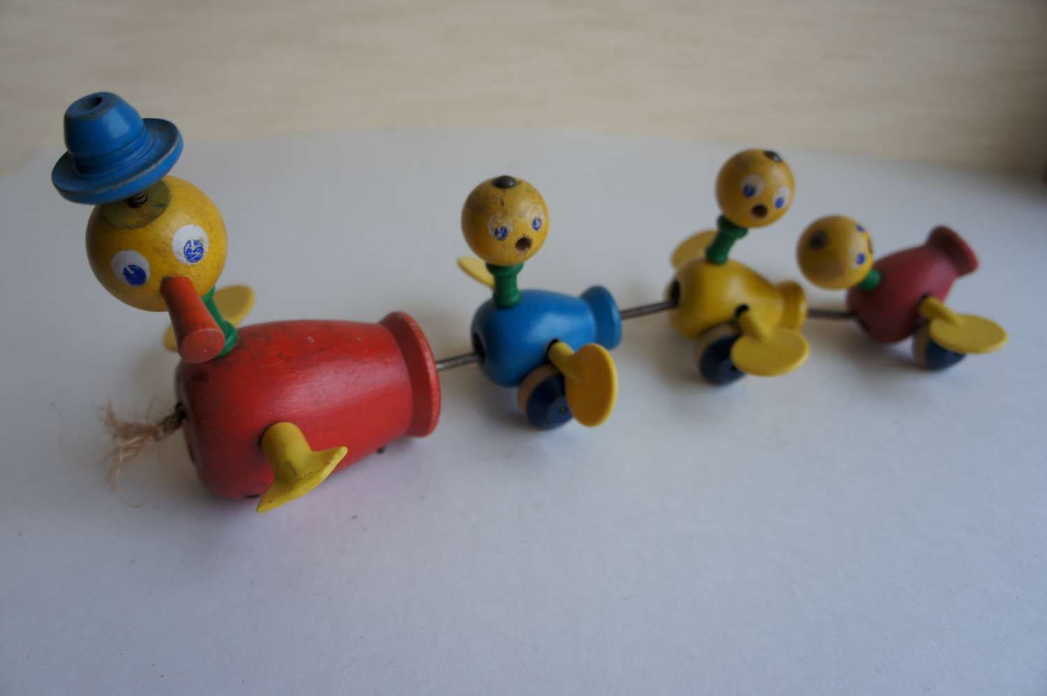 Vintage Fisher Price Wooden Ducks Pull Toy