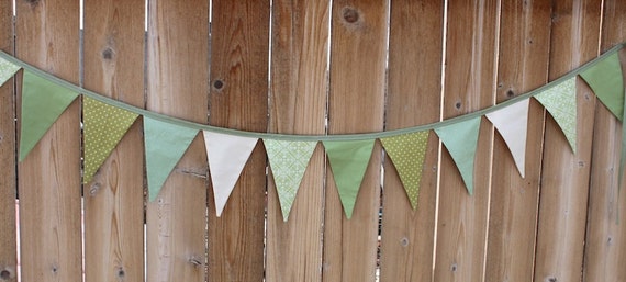 ST PATRICKS GARLAND -- green party pennant fabric flag banner -- birthday fabric garland -- pennant garland -- party bunting -- 9 feet Il_570xn