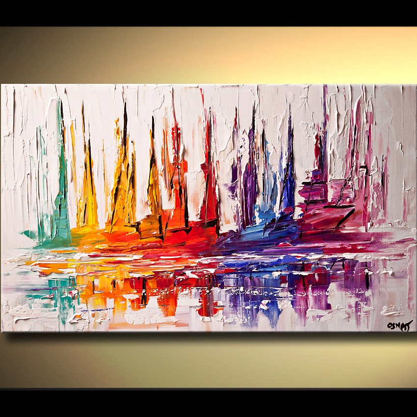 Sail Boat Art Original Contemporary modern Abstract Seascape