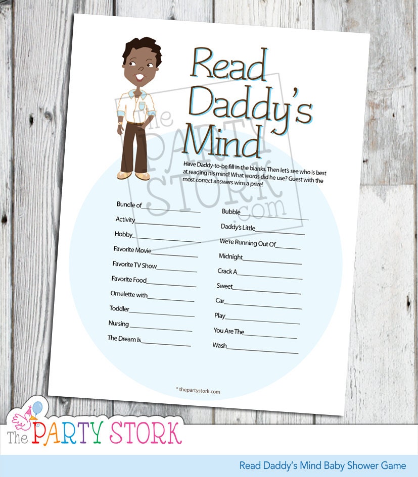 African American Baby Shower Game Read Daddy\u002639;s Mind