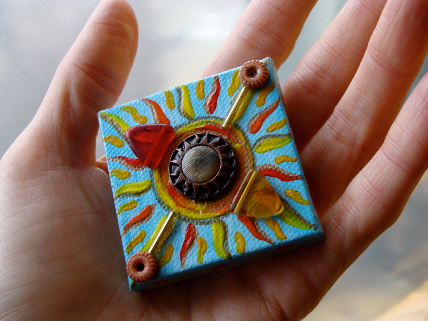 Miniature Acrylic Paintings on Canvas 3 Art Pin Collection