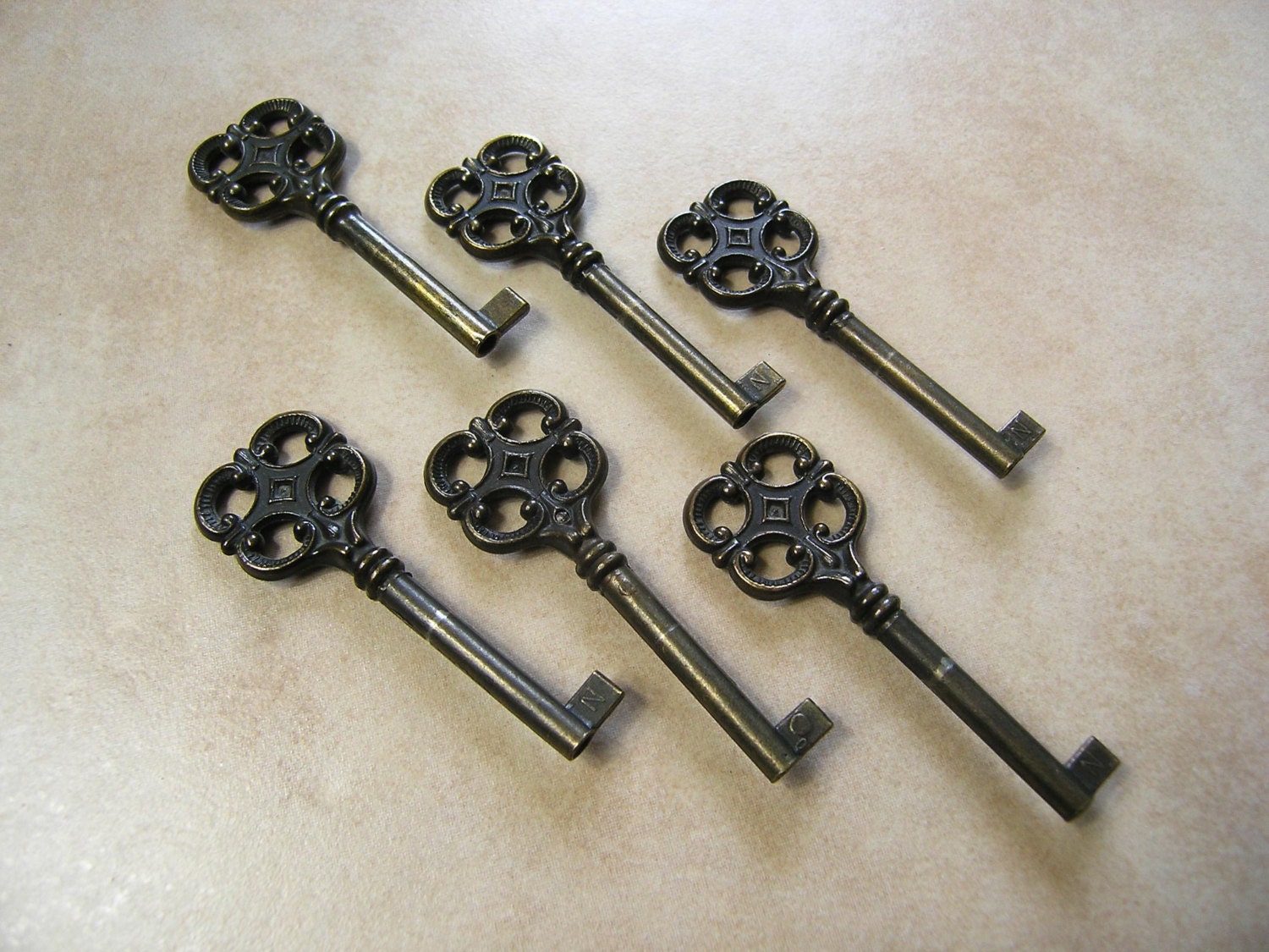 6 Vintage Furniture Keys Antique Decorative European Key Set