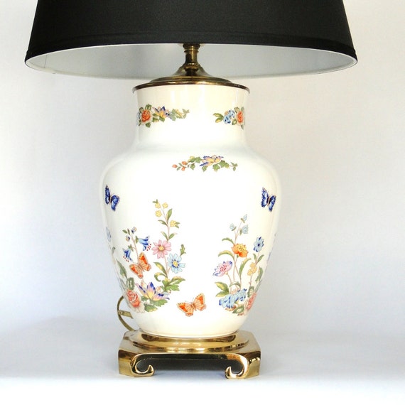 Vintage Wedgewood Lamp Porcelain Hand Painted Ansley Pattern