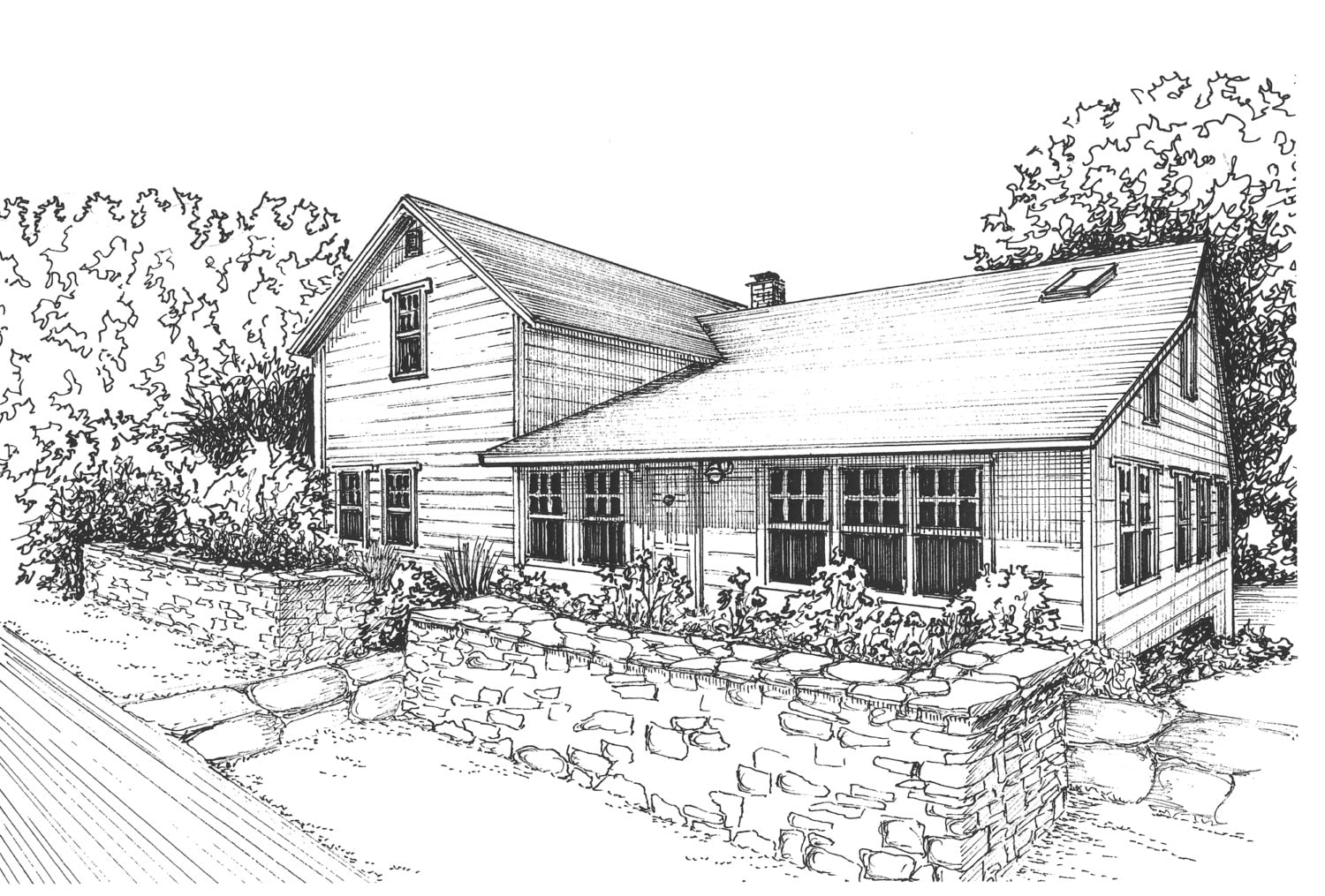 Handdrawn House Portrait Your Home or Business in Ink