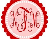 Valentine's Day Fancy Red and Pink monogram - personalized - digital image Il_170x135
