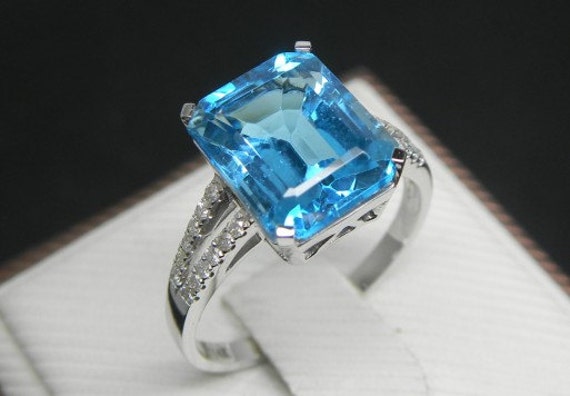 Engagement Ring 5 Carat Blue Topaz Ring With by stevejewelry