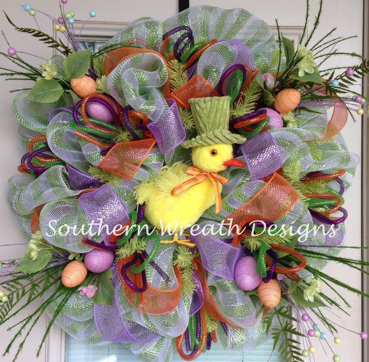 Easter Chick Deco Mesh Wreath