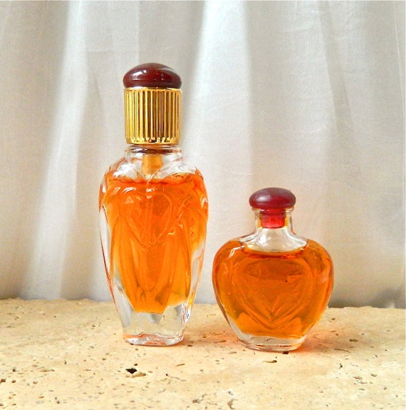 2 Vintage RAPTURE by Victoria's Secret Mini Heart Bottles