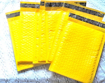 50 Pack 4x8 inch Wholesale Neon Yellow 4x8 Bubble Mailers, Fluorescent Yellow Padded envelopes, Mailing Shipping Envelopes