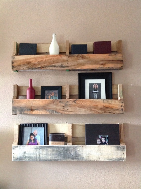 Reclaimed pallet shelves set of 3 by DelHutsonDesigns on Etsy