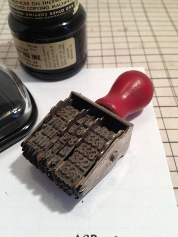 Vintage Date Stamp Vintage Adjustable Wooden Rubber Date