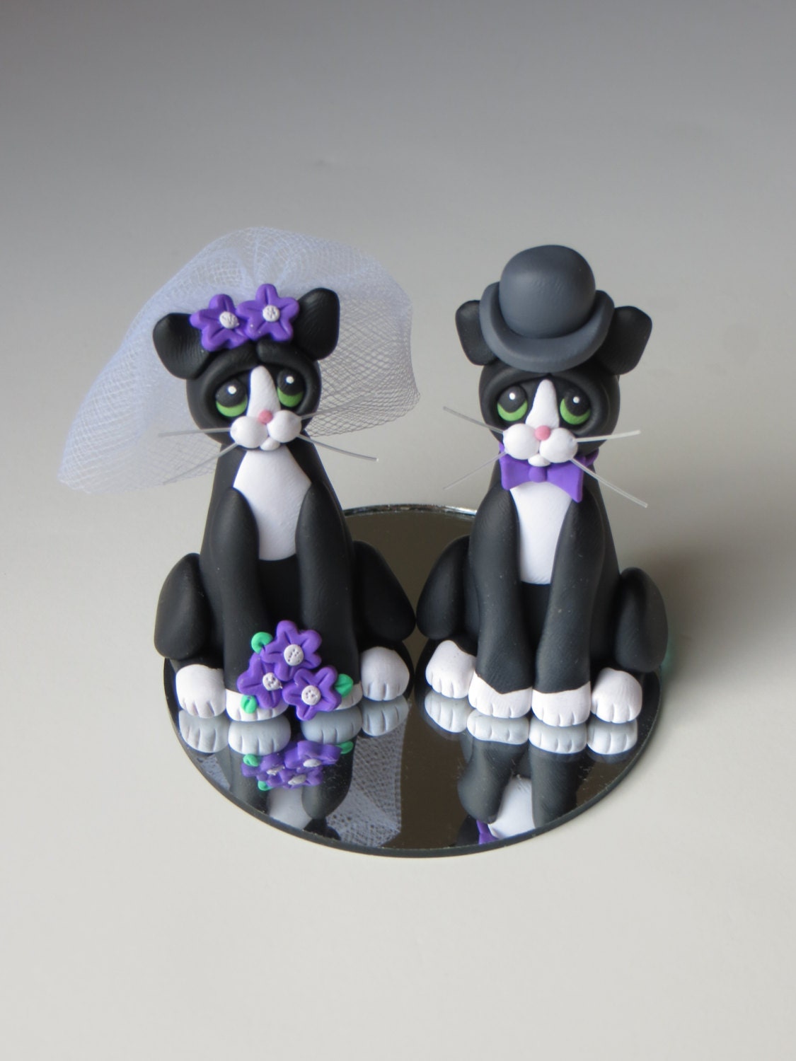 Custom Cats  Wedding  Cake  Topper  Figurine Polymer Clay