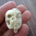 Unique two Face Skull, Bone Sculpture, Carved Deer Antler , Jewelry making supplies B3834